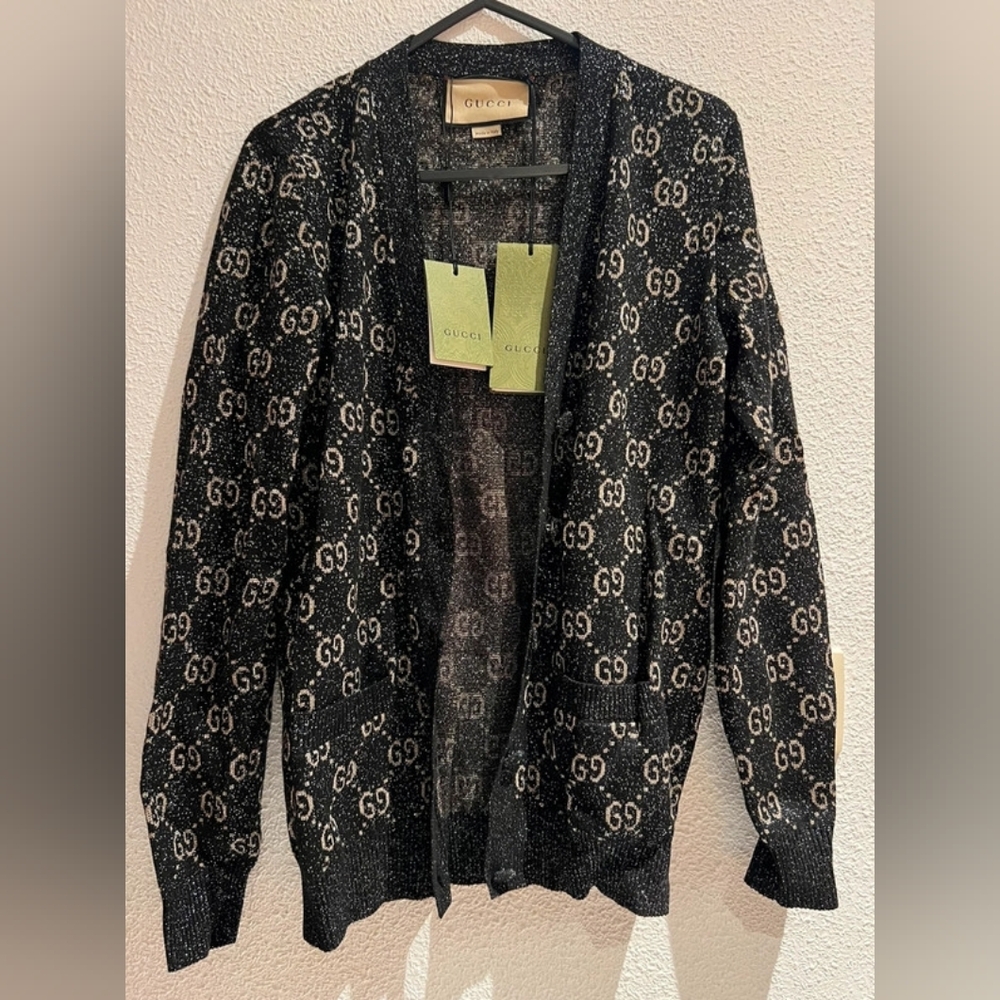 Gucci Black GG Logo Knit Cardigan